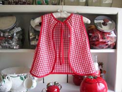 Little girl red gingham back apron