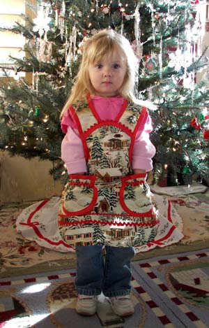 1940 Old Time Village Christmas Apron, click for more Child Aprons