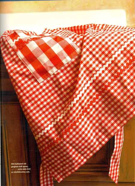 Retro Red Gingham half apron