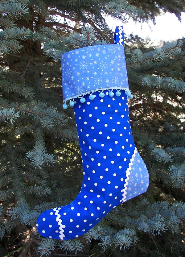 Blue Polka Dot Christmas Stocking