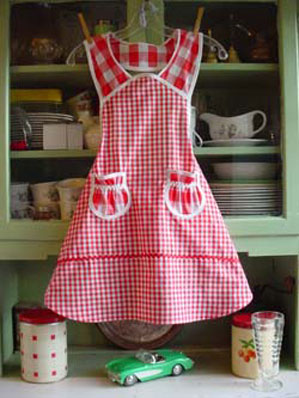 Child red gingham apron