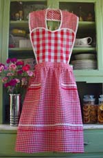 Red Gingham heart apron, click for more colors and larger view