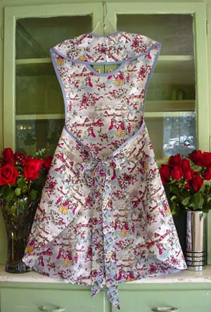 Rose "Old Christmas Village" apron back