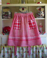 Red gingham half aprons