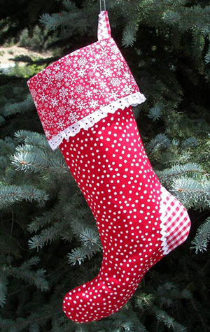 Red Polka Dot Snowflake Christmas Stockings