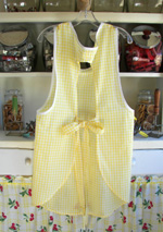 Violet apron yellow gingham back
